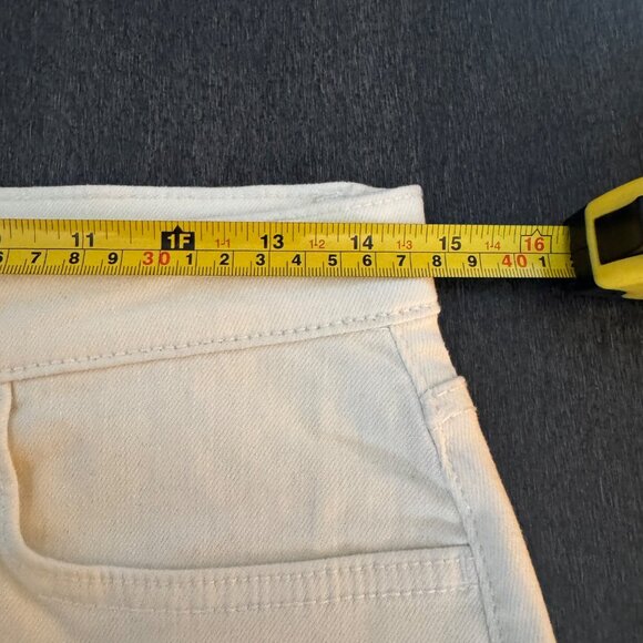 Joe's Jeans High-Rise Cream Denim Skirt Women's Frayed Hem & Front Slit Size 27 - Picture 7 of 8